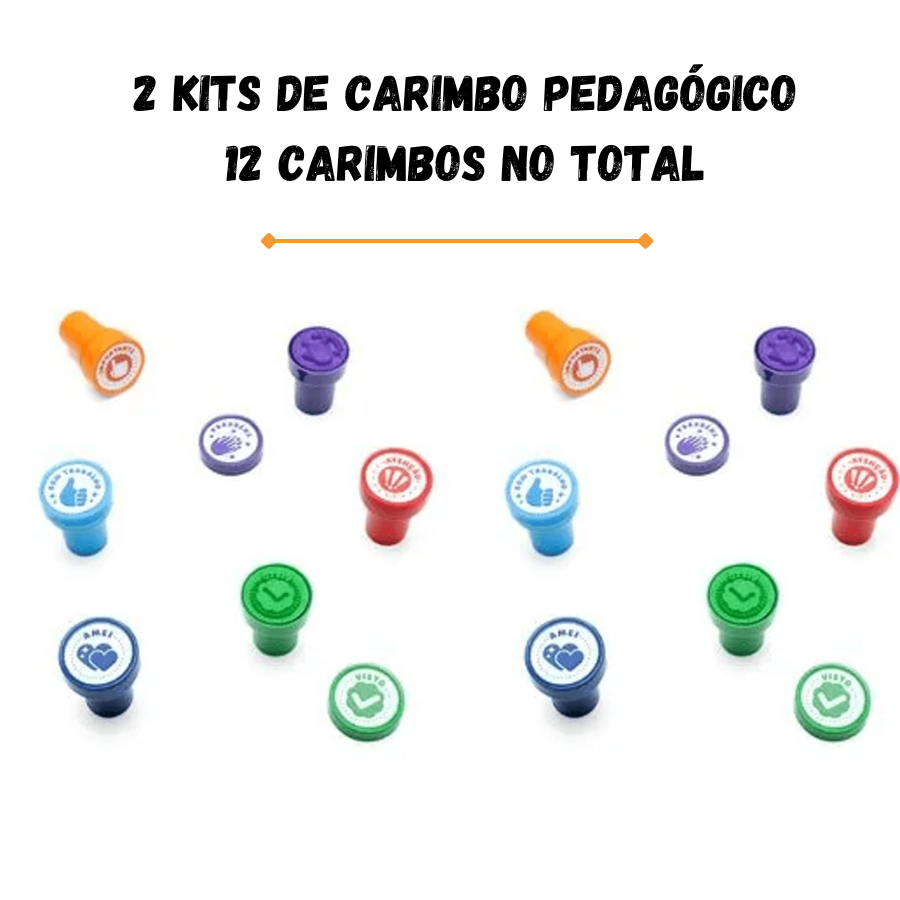 Kit 6 e 12 Carimbos com Tinta para Professores Pedagógico Educar e Ensinar Alunos Criança em Oferta na Shopee
