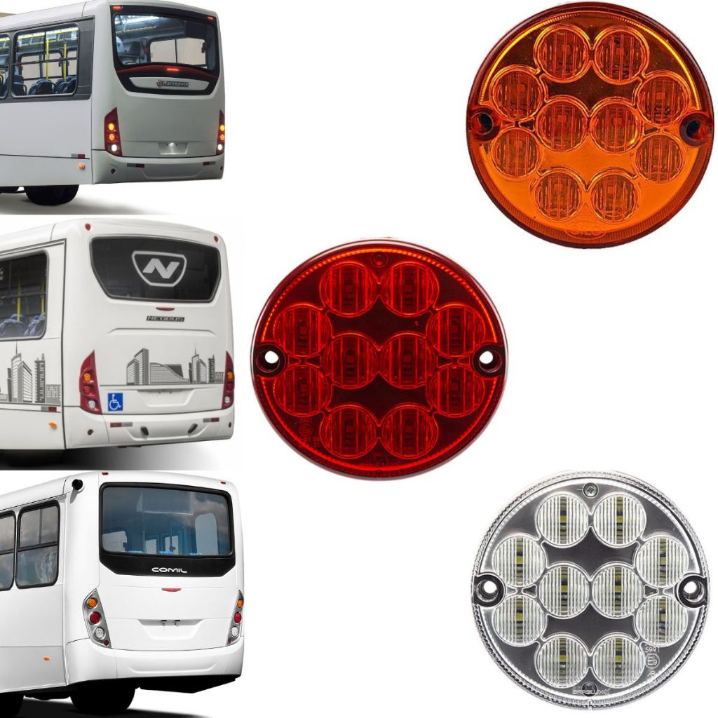Lanterna Traseira Marcopolo Torino G7 Senior Mid Ideale 770 Neobus Mega Ibrava 96mm Led 1UND 24vts