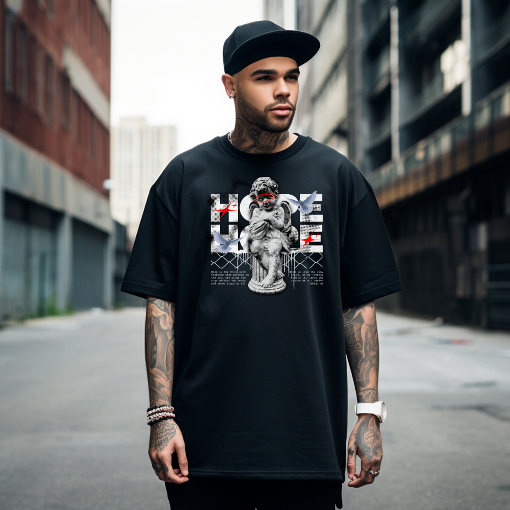 Camisa Camiseta Oversized Streetwear Premium Lançamento Confortável Despojado Hope Angel Anjo