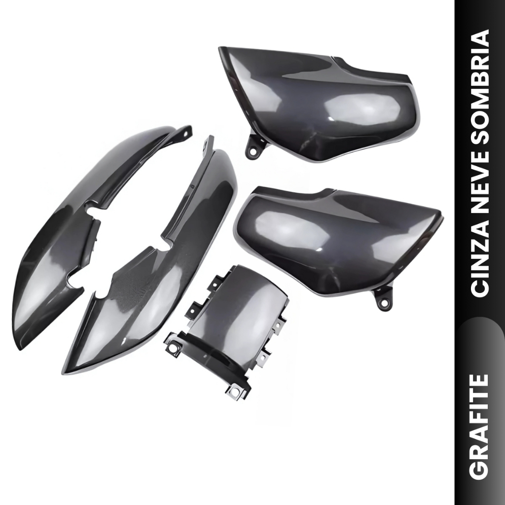 Kit Carenagem Cg Titan 125 Grafite Cinza Neve Sombria C/Brilho Envernizado 1995 1996 1997 Rabeta Completa + Tampa Latera