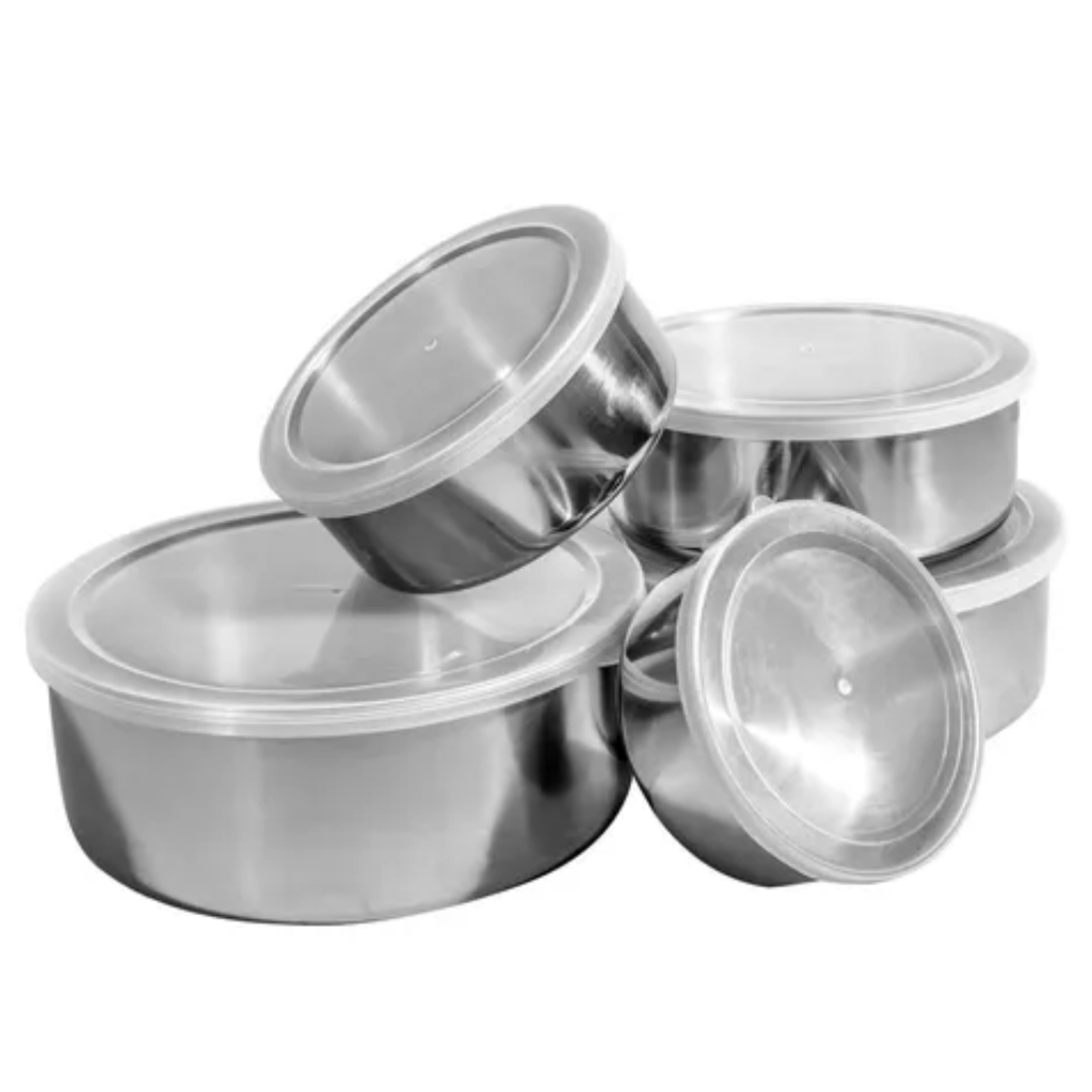 Jogo Conjunto Saladeira Bacia Tigela Bowl Aço Inox 5 Pcs Cozinha Utilidades Últimos Kits