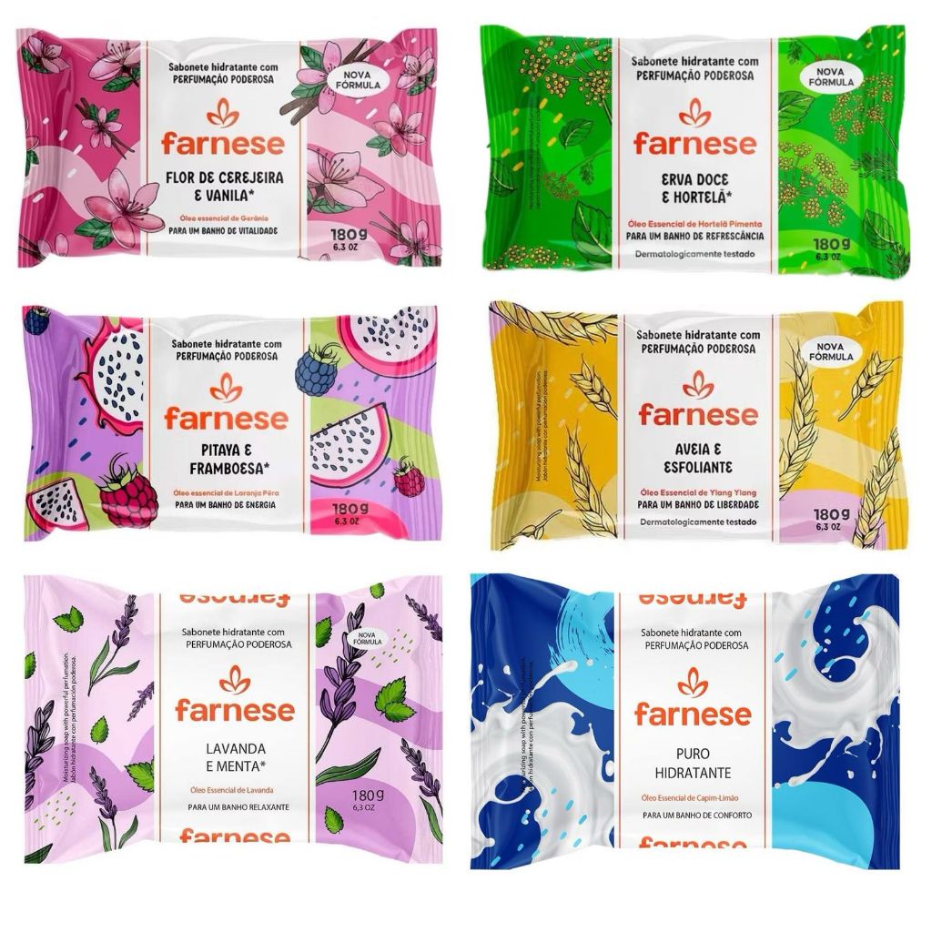 Sabonete Farnese 180gr - Kit com 06 unidades - Oléo Essencial em Oferta na Shopee
