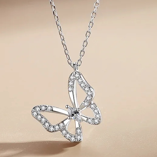 Colar de Borboleta Cravejada Feminino Pingente Positividade Liberdade Mulher Aço Inox em Oferta na Shopee