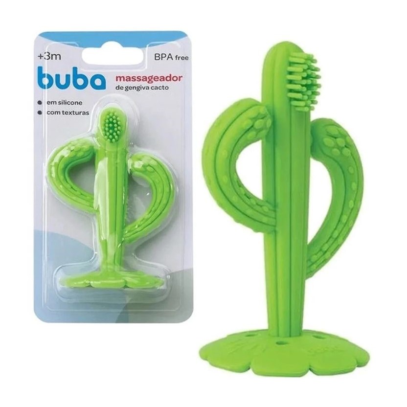 Massageador de Gengiva Buba Cacto Mordedor Bebê Silicone Dentinho Bebe Baby 100% Silicone Bebe.