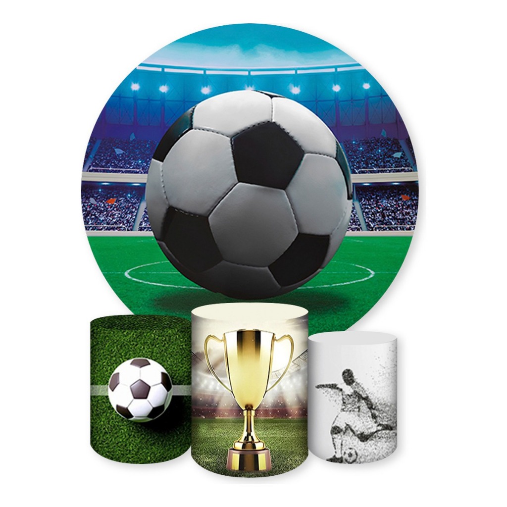 Painel Redondo Futebol 1,50 x 1,50 + Trio Capa Cilindro em Oferta na Shopee