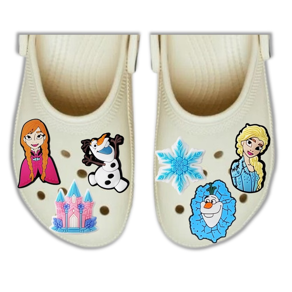 PIN BOTON BROCHE ENFEITE PARA CROC CALÇADO FROZEN ELSA ANNA OLAF KIT COM 7 PINS SORTIDOS