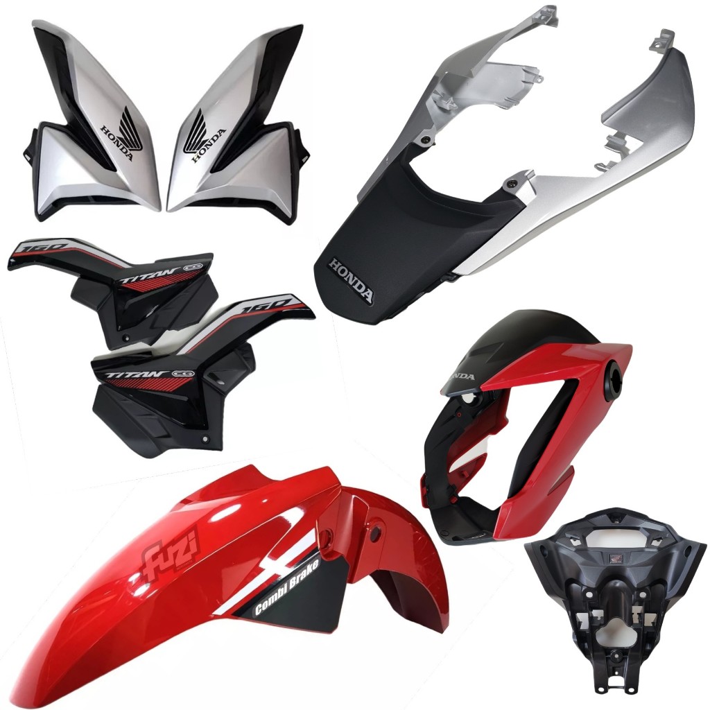 Kit De Carenagens Titan 160 2022 Aba do tanque Titan 160 Tampa Lateral 160 2022 Rabeta da Titan Paralama e Frontal 2022