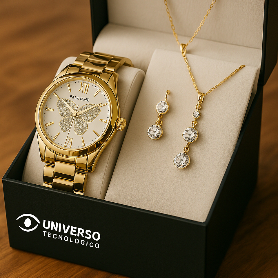 🔥OFERTA🔥 Kit Relógio de Luxo Feminino a Prova D'água na Caixa com Corrente em Oferta na Shopee