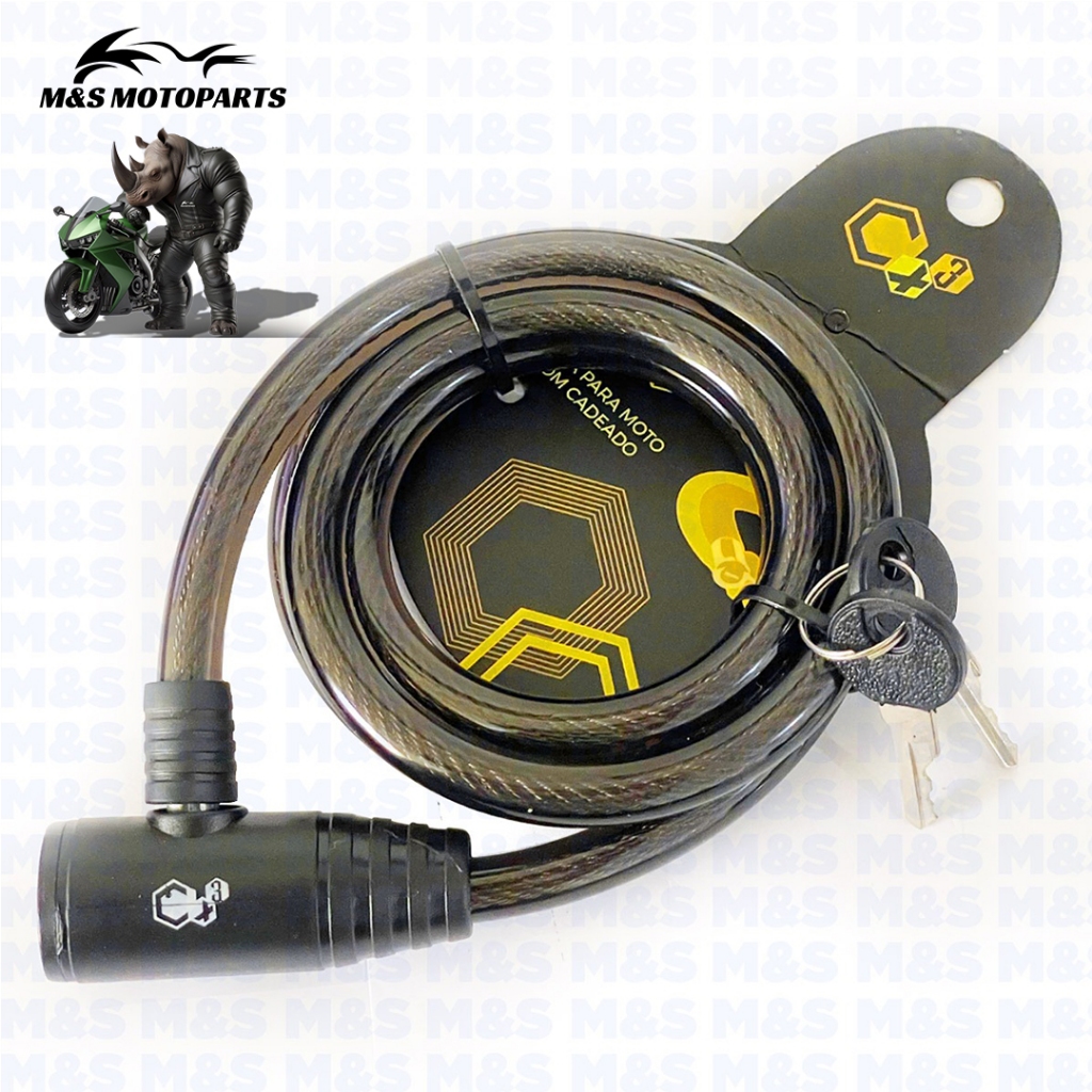TRAVA P/ MOTO (CADEADO) COM CABO DE ACO ENCAPADO ESPESSURA 12MM X 1.200MM em Oferta na Shopee