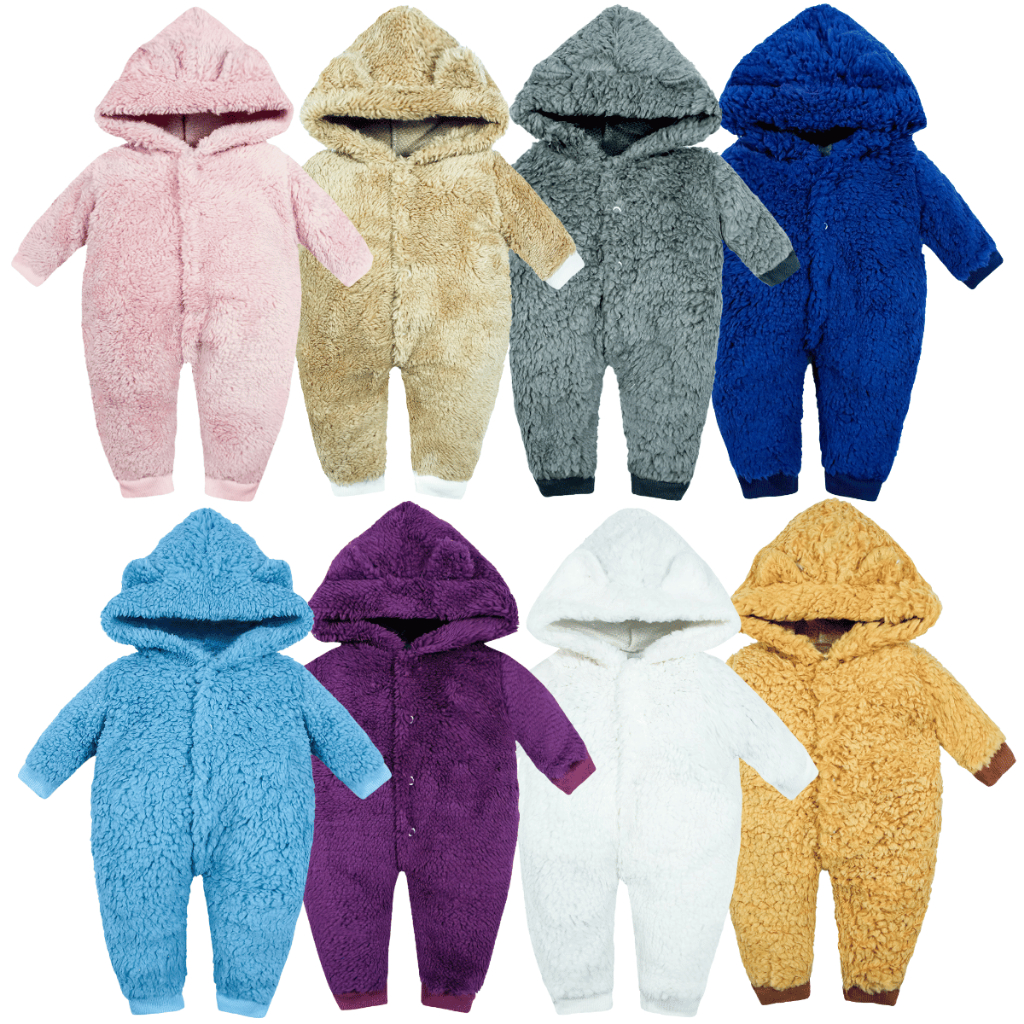Macacão de Bebê Teddy com Orelhinha no Capuz - (P/M/G)
