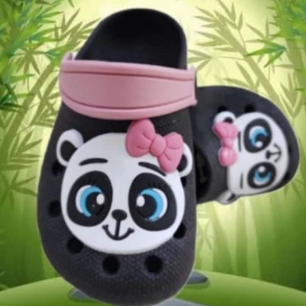Babuche Infantil Leve e Macio Panda Menina Escolar Piscina Sandalia Chinelo Papete