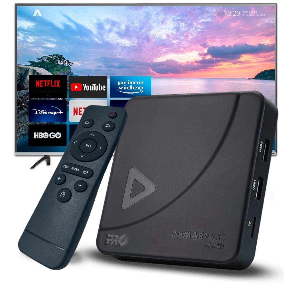SmartPro Proeletronic 4K/HD - Smart Box | Streaming para TV, 2GB RAM, 16GB Armazenamento