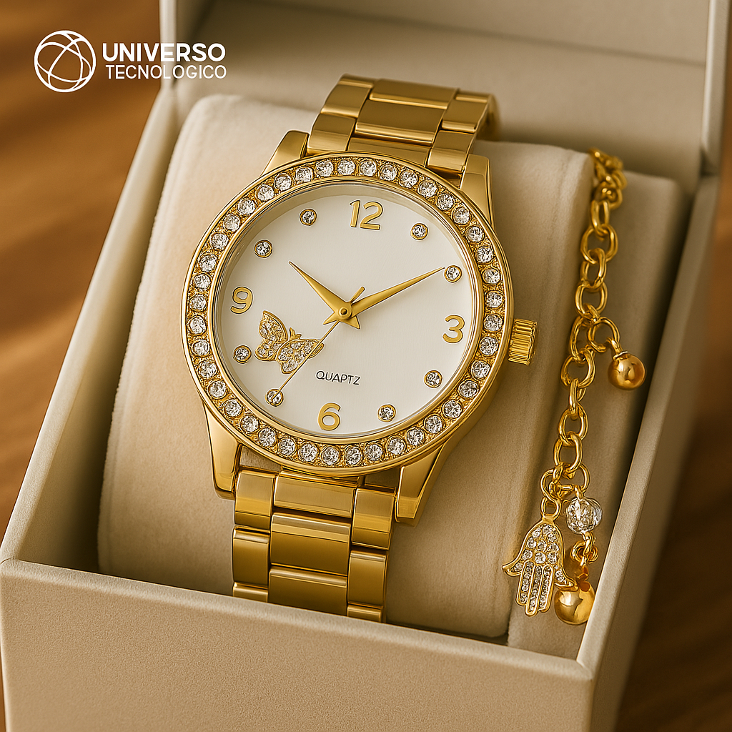 Relógio Feminino A Prova D'água metal Dourado Rose-