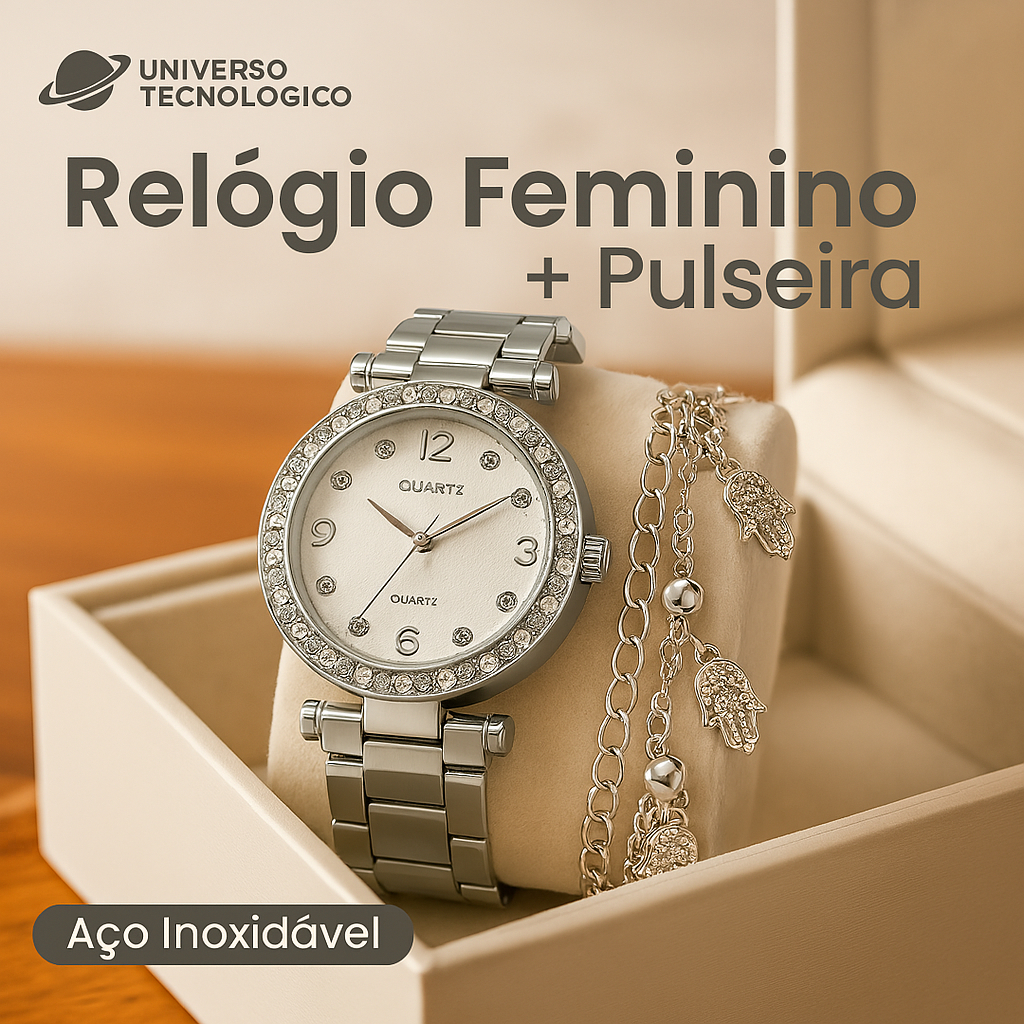 Relógio Feminino A Prova D'água metal Dourado Rose- — imagem 2 de 2