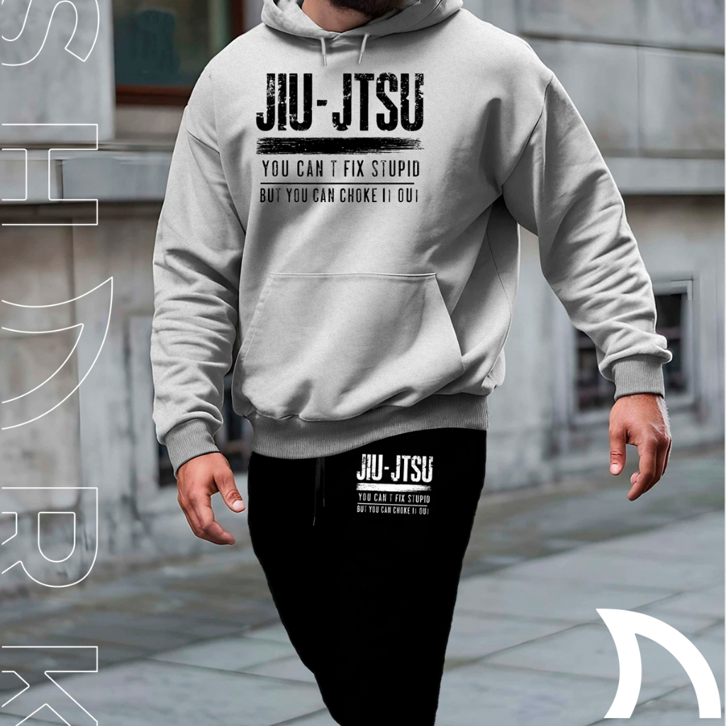 Conjunto Blusa E Calça Moletom Jiu Jitsu Moda Inverno Frase Motivacional Letra Treino Academia