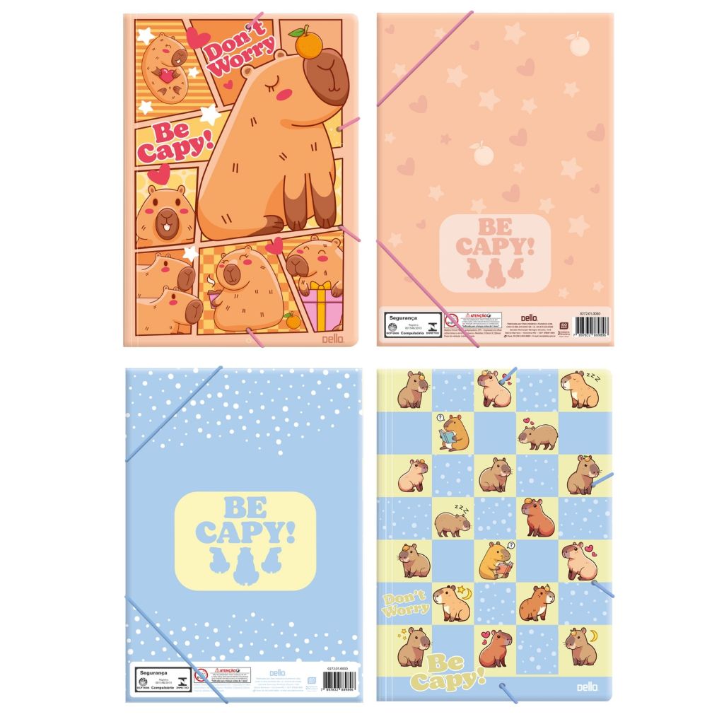 Pasta Aba Elástica Capivara 310mm x 220mm A4 |Disponível em Duas Estampas| - Dello