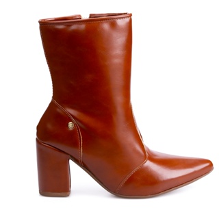 Bota Social Feminina Domidona Cano Curto Salto Alto Bloco Bico Afinado em Oferta na Shopee
