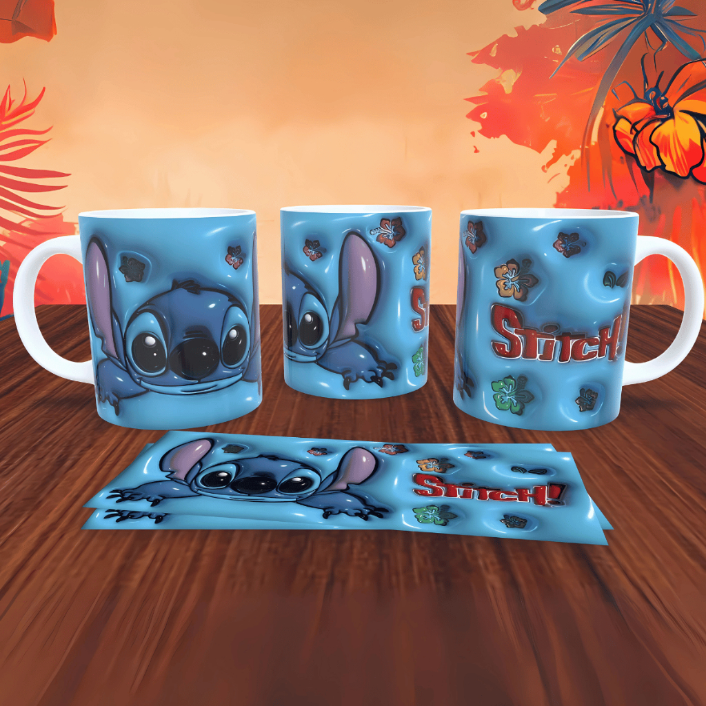 Caneca 3D Stich Lilo  Angel Personalizado Presente Lembrancinha Caneca Colorida Lembrancinha