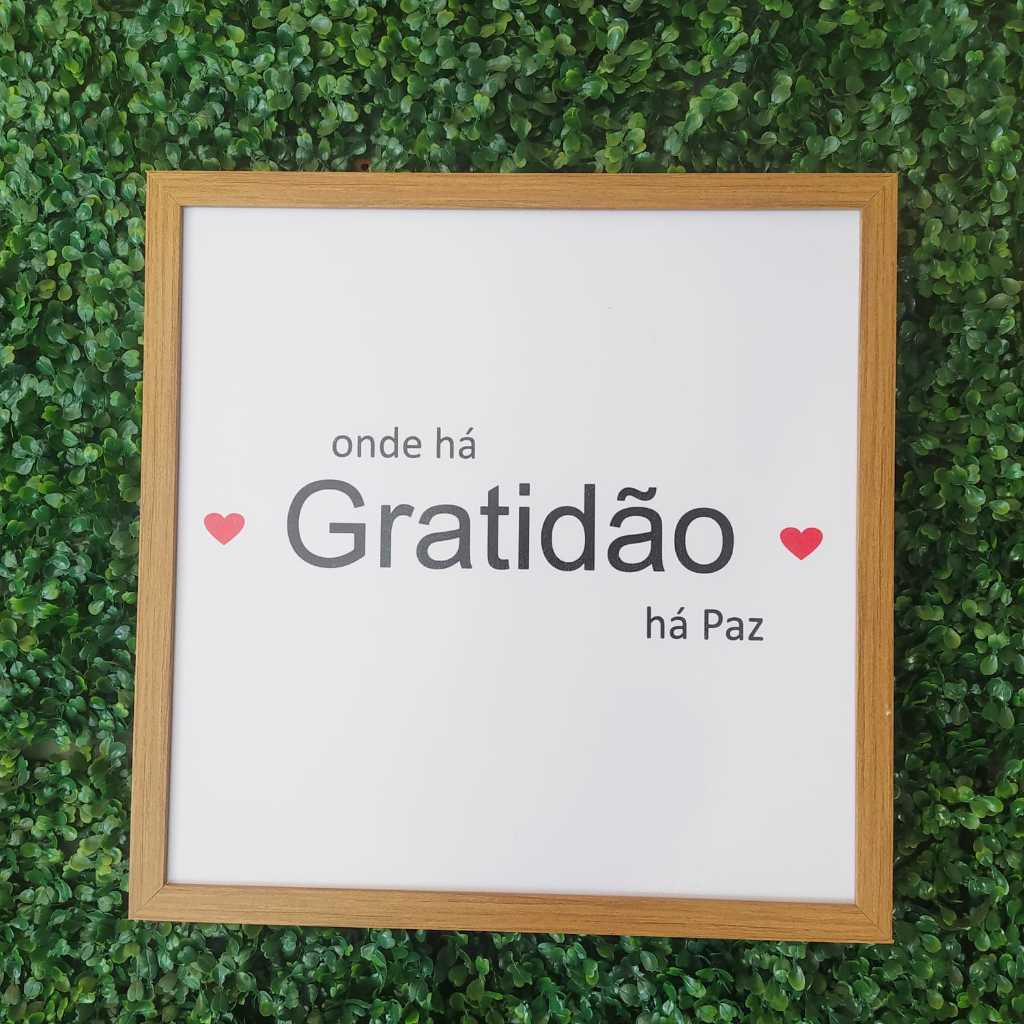 Quadro cobre caixa de luz com moldura 53x53 Onde há gratidão há paz para sala/quarto/decoração