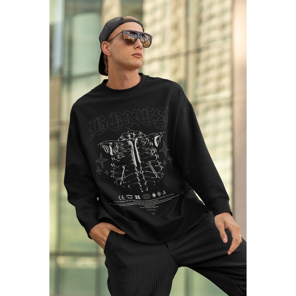 Moletom Careca ``Bones´´ Unissex Blusa de Frio Feminina Masculina- oversized stretwear