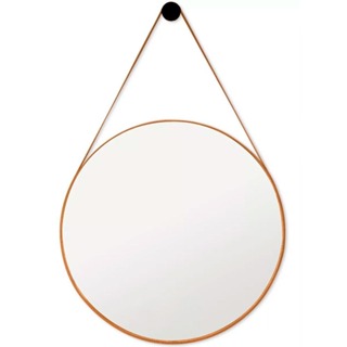 Espelho Redondo Adnet Couro com Alça 60cm 50cm 40cm 30cm 25cm Decorativo + Pino Pendurador em Oferta na Shopee