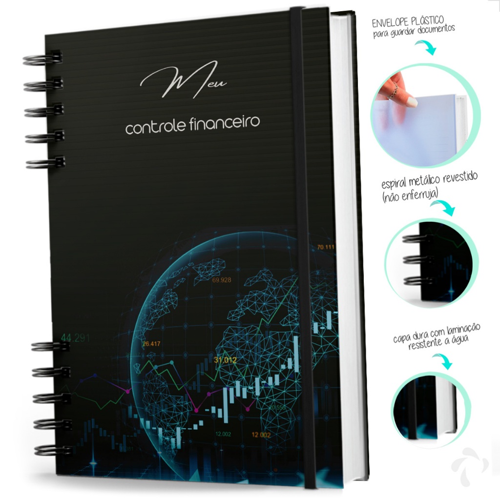 Caderno Controle Financeiro Black - Contas Organizadas em Oferta na Shopee