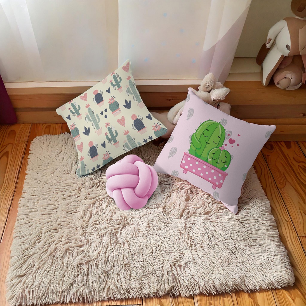 Kit 02 Capas De Almofada 42cm x 42cm Decorativa Luxo Mais 01 Almofada Nozinho Rosa Lindas E Princesa