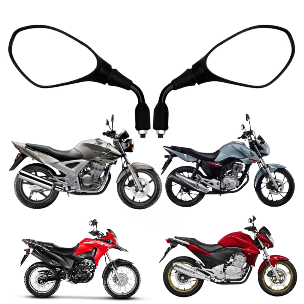 Espelho Retrovisor Moto Honda F800 Haste Curta Fixo Rosca Honda Cg Titan Fan Start