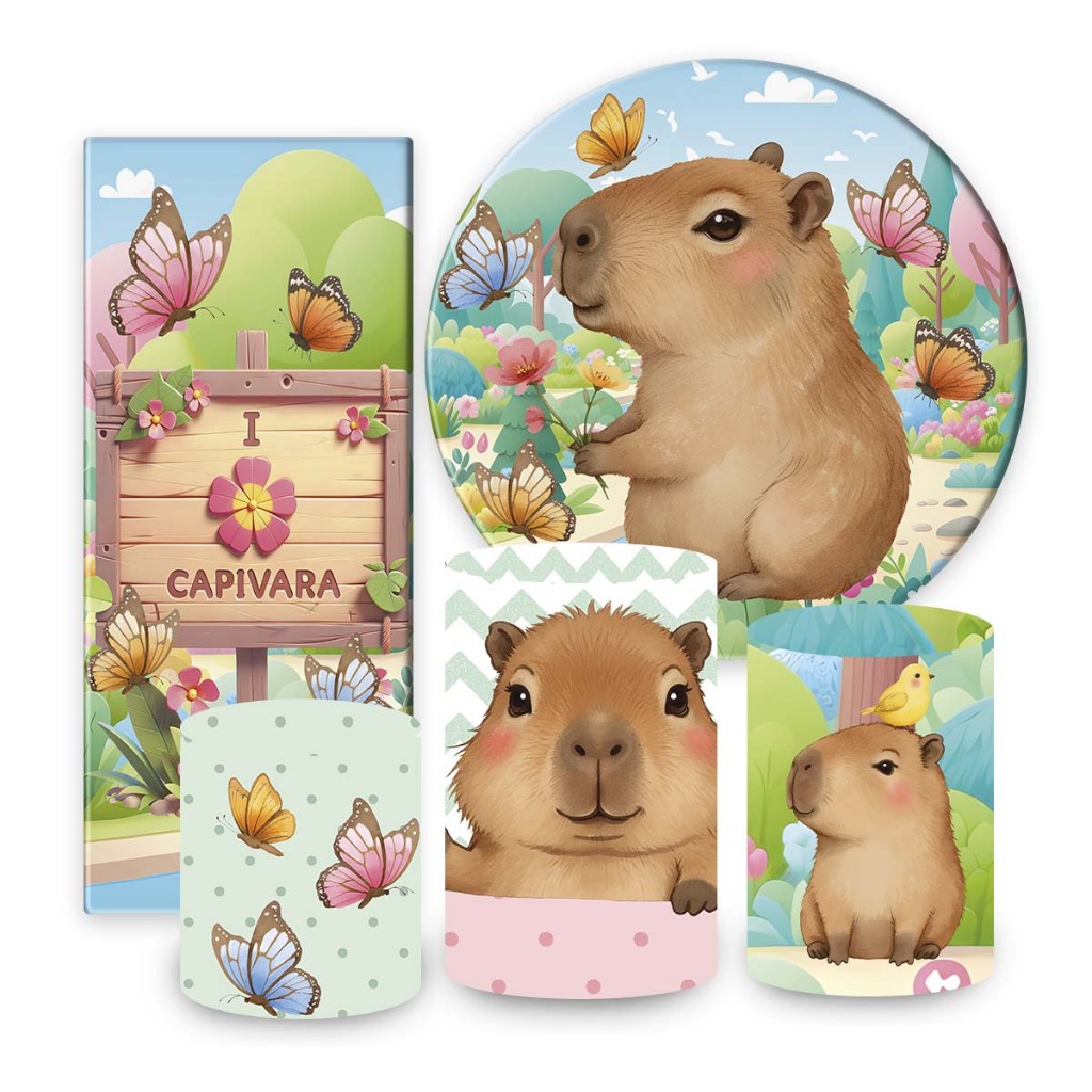 Capa decorativa painel redondo tema Capivara, capa de cilindro capa para portal retangular Sublimado em Oferta na Shopee