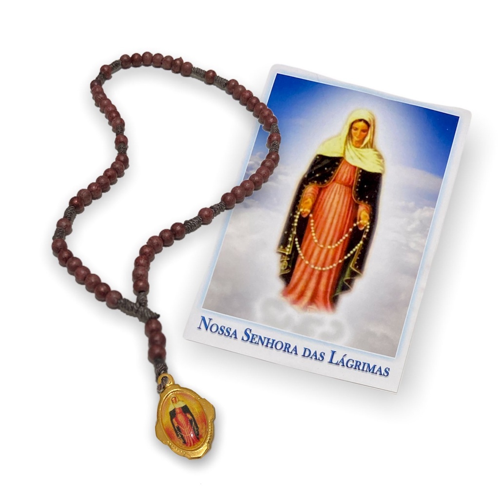 Terço Nossa Senhora Das Lágrimas Perola Folheto De Oração