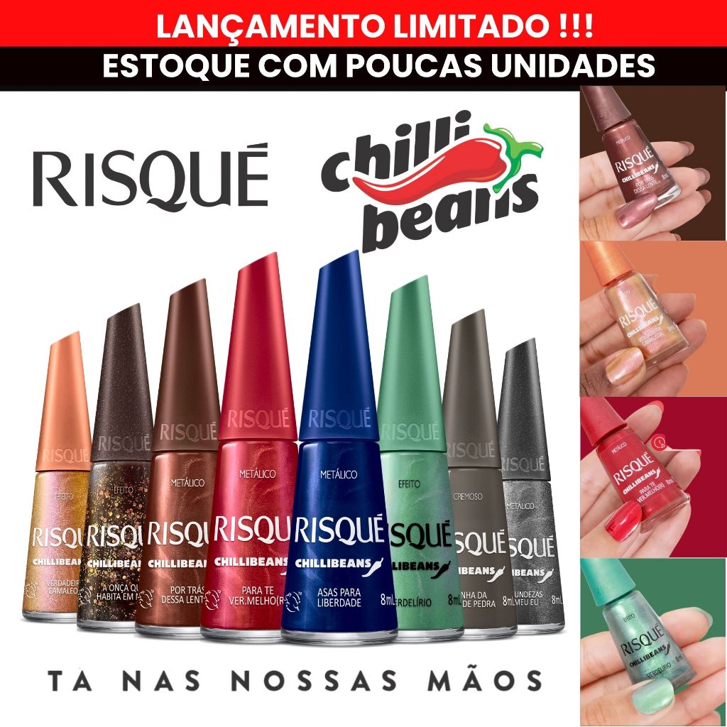 Esmaltes Risqué 9 Cores Lançamento Risqué Chilli Beans Esmalte Atacado Risque