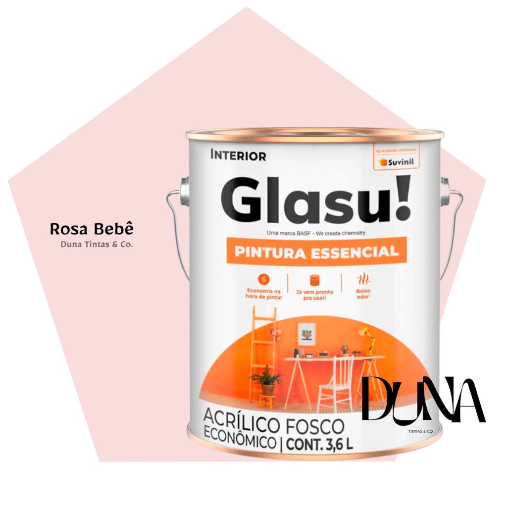 Tinta Glasu Suvinil Antimofo Econômica Rosa Bebê 3,6L
