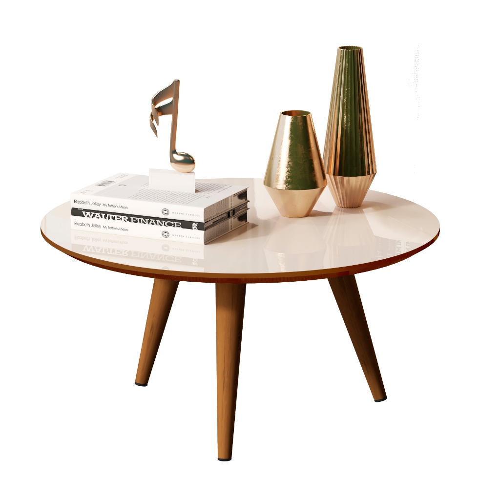 Mesa De Centro E Lateral Apoio Para Sala Tripe Redonda Retro