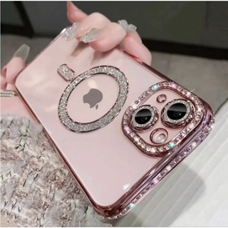 Alta Qualidade Diamante Glitter Chapeamento Claro Para Magsafe Caso iPhone  12  13  14  15  16  Pro Max Magnético Capa em Oferta na Shopee