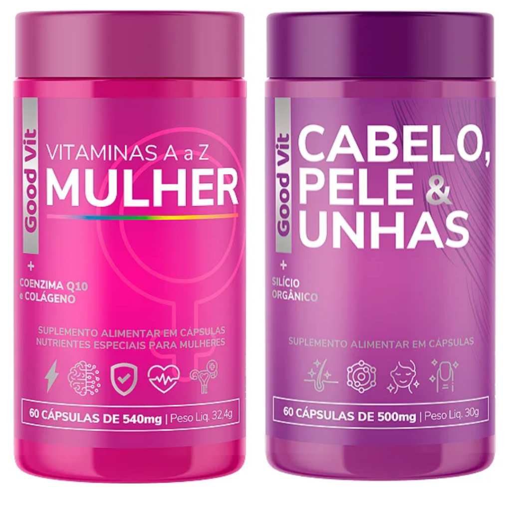 Kit Vitaminas Mulher A a Z Cabelo Pele e Unhas  Polivitaminico Vitamina Pra Mulher Colágeno Biotina em Oferta na Shopee