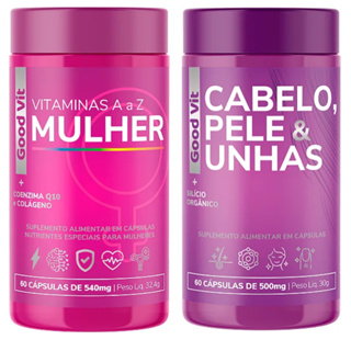 Kit Vitaminas Mulher A a Z Cabelo Pele e Unhas  Polivitaminico Vitamina Pra Mulher Colágeno Biotina em Oferta na Shopee
