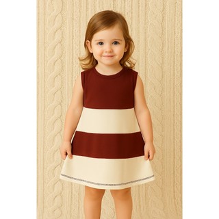 Vestido de Bebê Menina Regata Listrado Luxo Varias Cores Roupa Festa Viscose Elastano