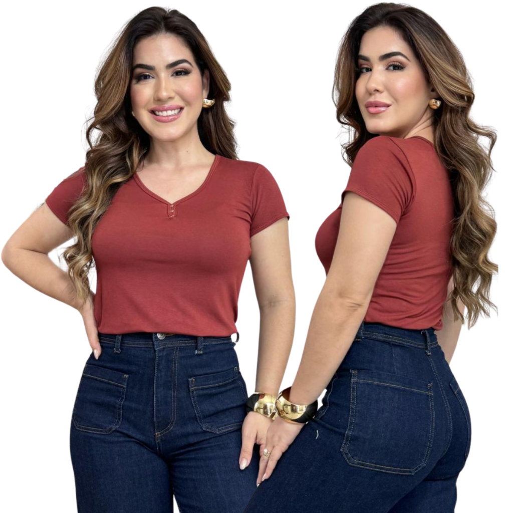 Blusa Barata Basica Femenina De Manguinha Na Viscolycra Moda Verão 2026 em Oferta na Shopee