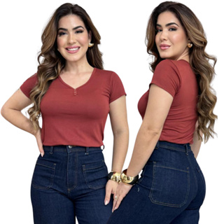 Blusa Barata Basica Femenina De Manguinha Na Viscolycra Moda Verão 2026 em Oferta na Shopee