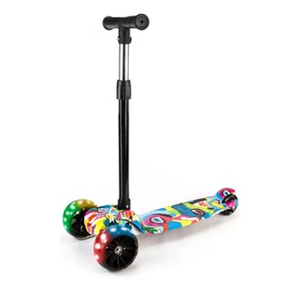 Patinete Infantil 3 Rodas Luz LED Dobravel Scooter Mega Compras