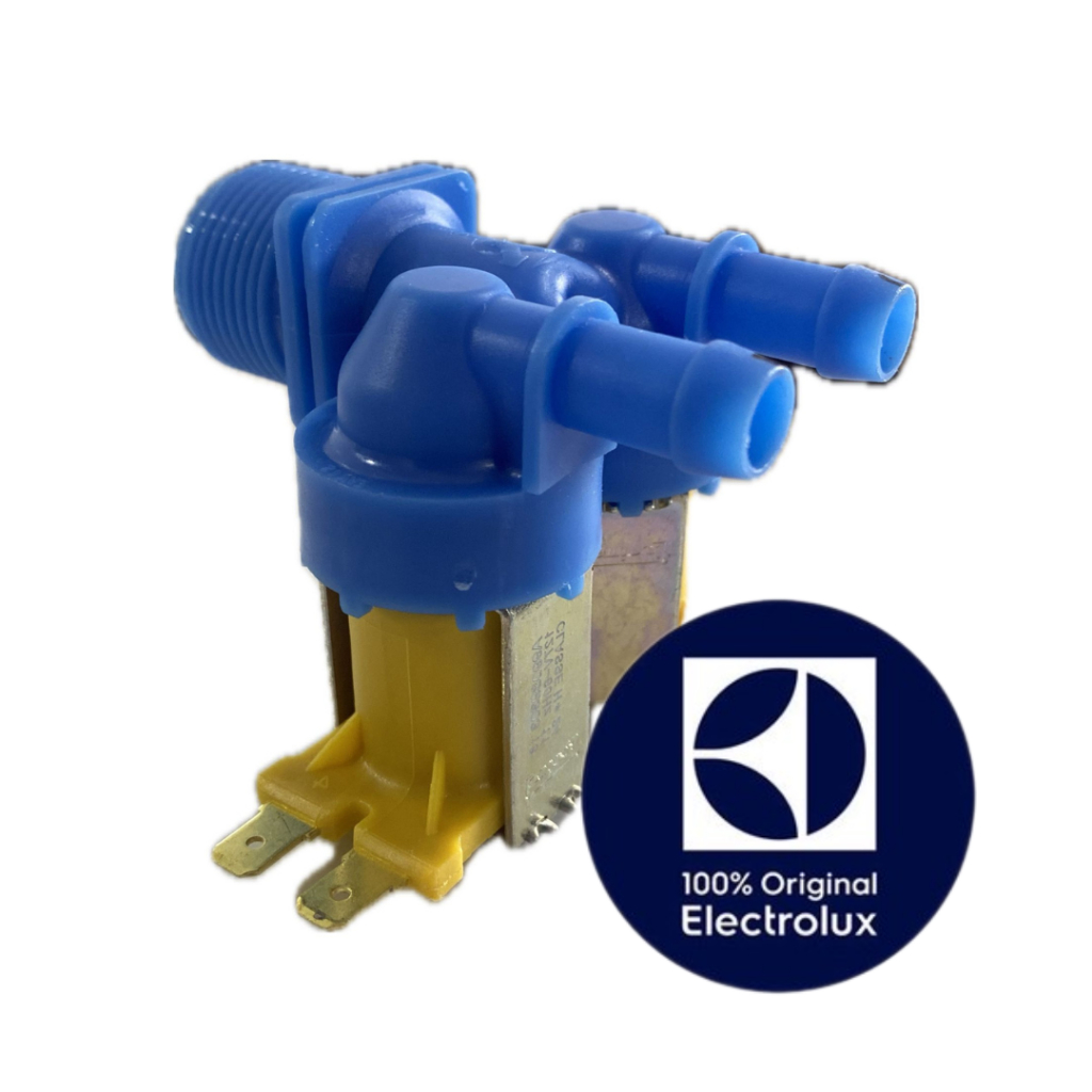 VALVULA DE ENTRADA AGUA DUPLA COM REGULADOR LAVADORA 127V ELECTROLUX ORIGINAL- LTD09-LES11 (DEMAIS MODELOS NA DESCRIÇÃO)