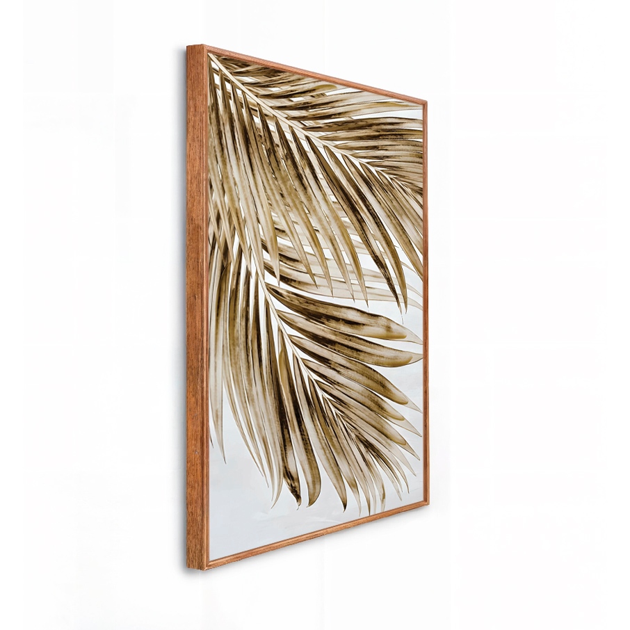 Quadro Decorativo Grande 41x61x3.5cm Moldura Caixa Folhagem Coqueiro Seca