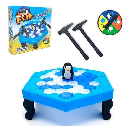 Jogo Martelo Quebra Gelo Pinguim Blocos Brinquedo Interativo Grande Diversão