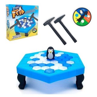 Jogo Martelo Quebra Gelo Pinguim Blocos Brinquedo Interativo Grande Diversão