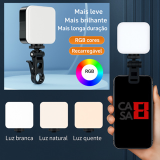 Luz Preenchimento Flashe LED RGB com Clip Iluminador Recarregável Portátil Iluminação Profissional em Oferta na Shopee