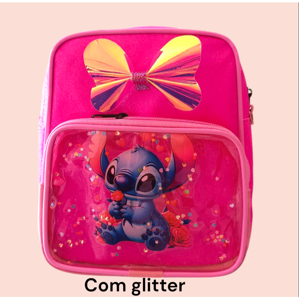 MOCHILA PERSONAGENS STITCH, MARIE, HELLO KITTY, UNICORNIO E CAPIVARA
