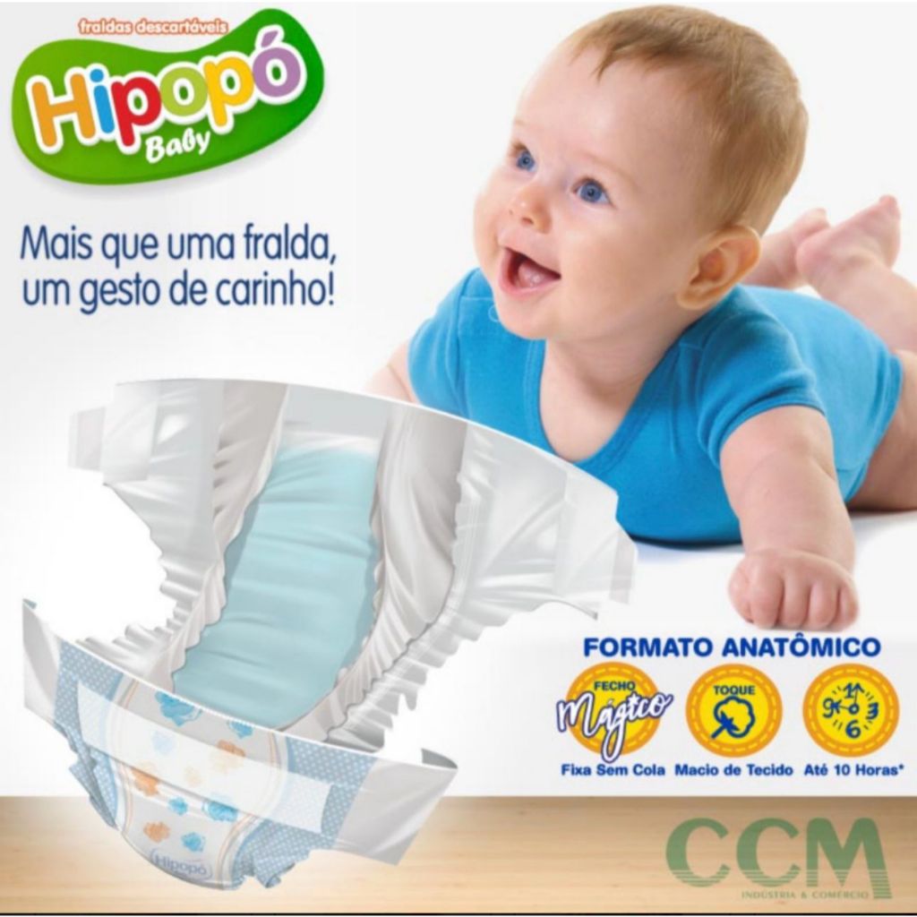 Kit 2  pacotes Fraldas bebe infantil hipopó vários tamanho  P M G XG XXG em Oferta na Shopee