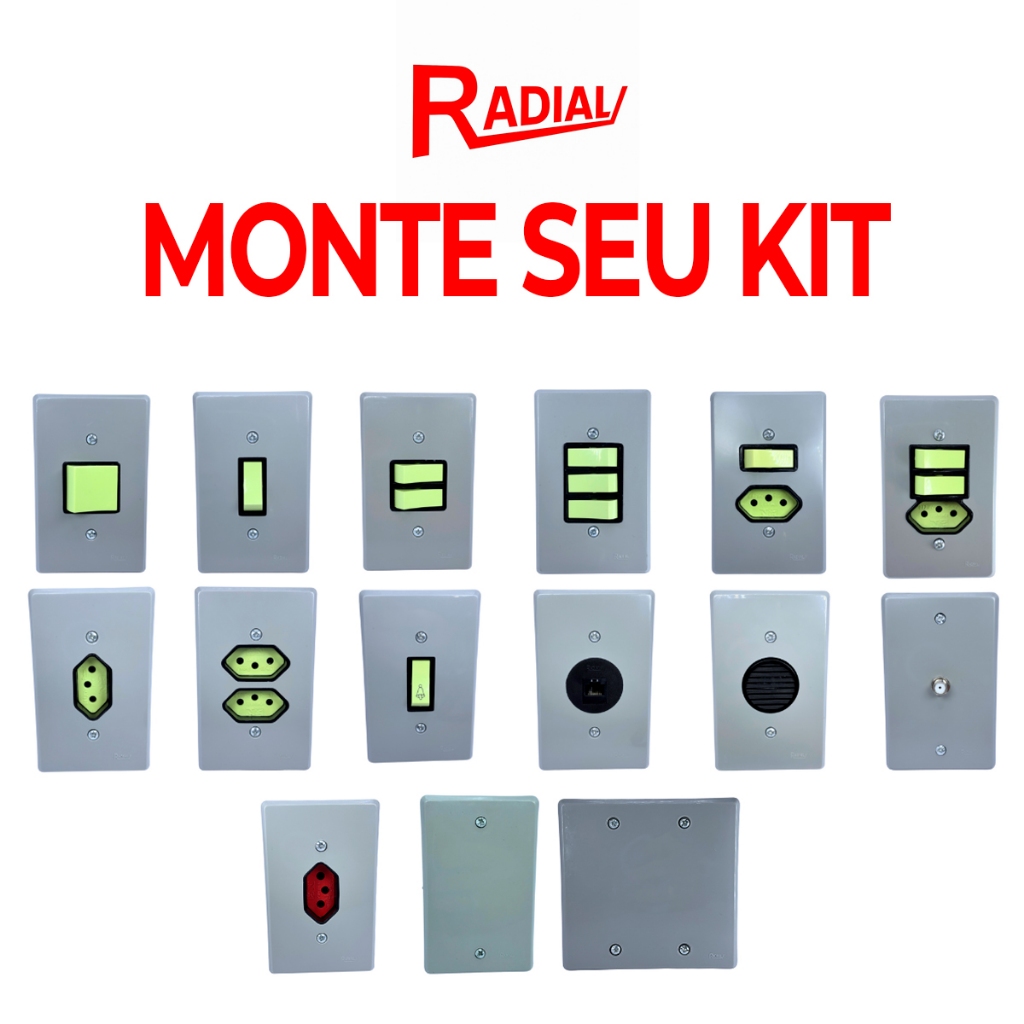 Radial Linha Prata cinza Tomada Interruptor 4x2 10A/20A Tomadas Simples 10a tomada 20a Tomada com tecla espelho