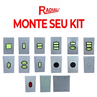 Radial Linha Prata cinza Tomada Interruptor 4x2 10A/20A Tomadas Simples 10a tomada 20a Tomada com tecla espelho