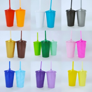 05 copos Twister 400ml Sólido com tampa e canudo em Oferta na Shopee